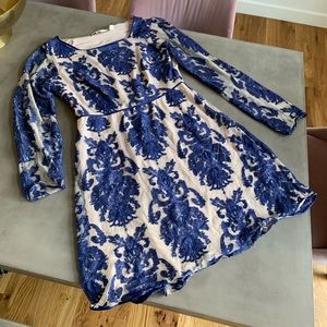 Chelsea & Violet Dresses - Chelsea & Violet blue and tan long sleeve dress Chelsea & Violet Dresses - Chelsea & Violet blue and tan long sleeve dress